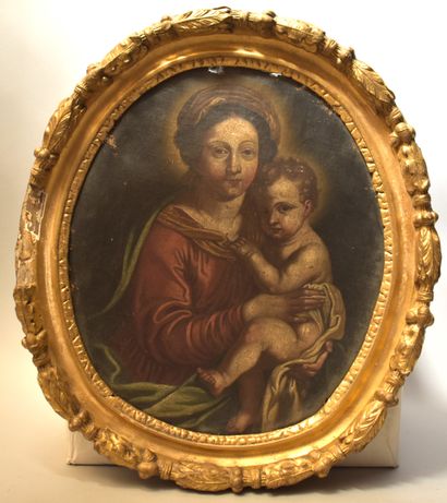 null 18th century ITALIAN SCHOOL: Virgin and Child. Canvas (accidents). Height 36...