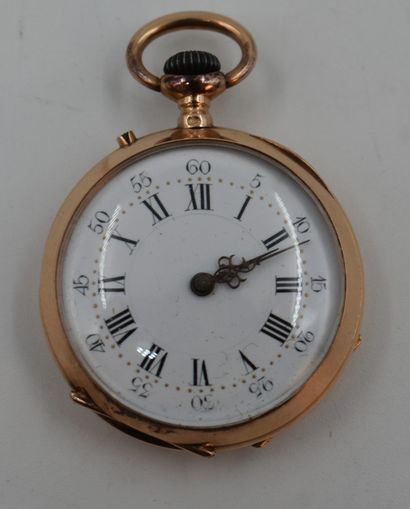 null COLLAR WATCH in gold, the bowl engraved with a bird and branches, metal winding...