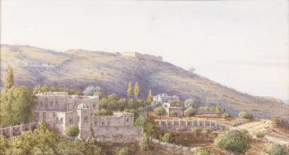 Attribué à Louis ROUSSEAU de SIBILLE (1815-1871) Vue d'un palais sous le Fort l'Empereur...