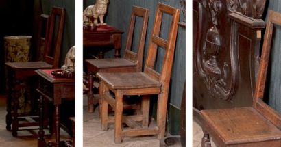 null Cinq chaises lorraines en chêne. XIXe siècle