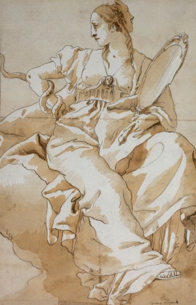 Giovanni Domenico TIEPOLO (Venise 1727-1804) Allégorie de la Prudence. Plume et encre...