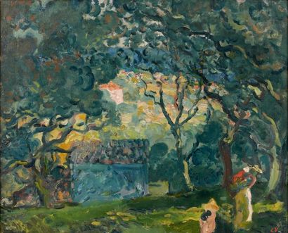 Louis VALTAT (1869-1952) Le Jardin à Agay Huile sur toile signée du monogramme en...