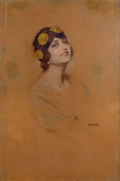 Joseph Egon KOSSUTH (1874-1949) Portrait de femme au chapeau Peinture sur toile signée...