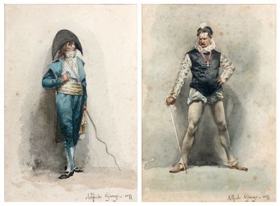 Alfredo GIORGI (deuxième moitié du XIXe siècle) Muscadin et personnage à l'épée -...
