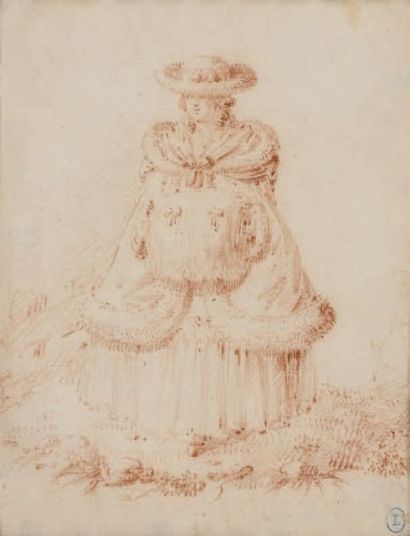 Louis Roland TRINQUESSE (1746-1799) Femme en robe longue Sanguine. Haut. 34,2 - Larg....