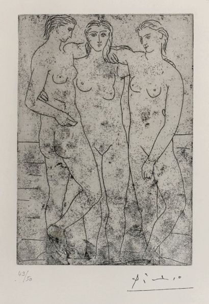 Pablo Picasso (1881-1973) Les Trois baigneuses II, 1922/23 Eau-forte, justifiée 49/50...