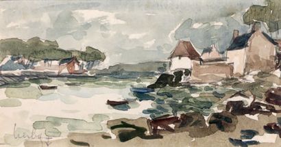 Fernand HERBO Paysage de Vendée Aquarelle, signée en bas à gauche. Haut. 11 - Larg....