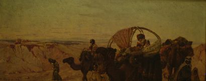 DESHAYES Eugène DESHAYES
Nomades dans le désert
Huile sur bois
22,5 x 55
Cadre s...