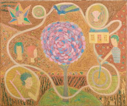 NOURY Michel (Nantes 1912 - Vannes 1986) L'arbre de vie. Huile sur toile, portant...