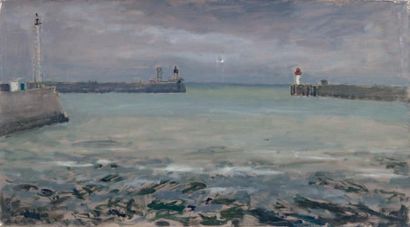 Ben BENN (1884-1983) Dieppe, le phare Huile sur toile signée en bas à gauche et datée...