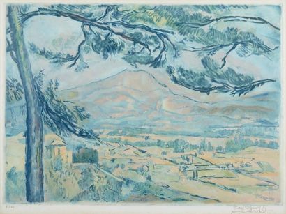 Jacques VILLON (1875-1963) La Montagne Sainte-Victoire d'après Cézanne, 1923 Aquatinte...