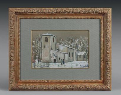 Maurice UTRILLO (1883-1955) Église de Saint-Bernard sous la neige, 1929 Gouache située...