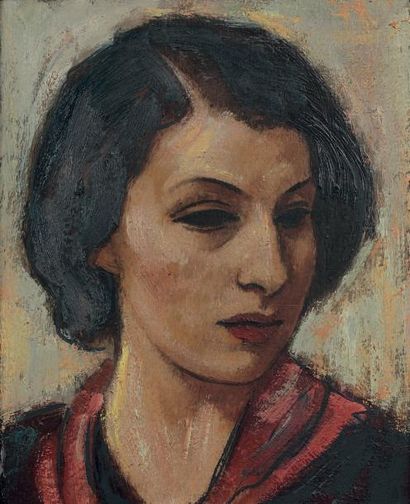 François Zdenek EBERL Portrait de femme brune Panneau non signé. Haut. 16 - Larg....
