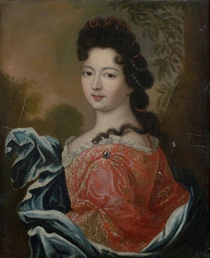 École française vers 1700, suiveur d'Henri GASCAR Portrait de jeune femme en robe...