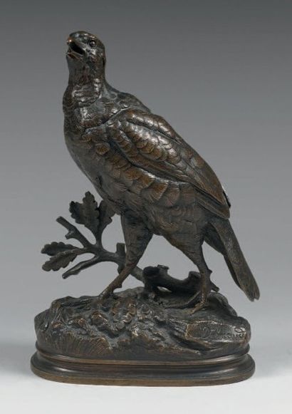 Alfred DUBUCAND (1828-1894) Perdrix
Bronze d'édition à patine brune, signé sur la...