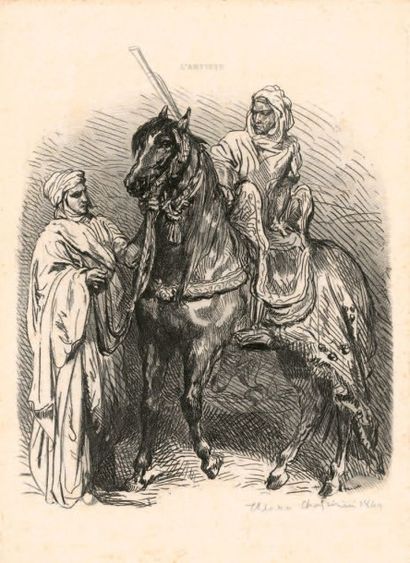 Théodore CHASSÉRIAU (1819-1856) Arabe montant en Selle. 1849.
Vernis mou et roulette.
Très...