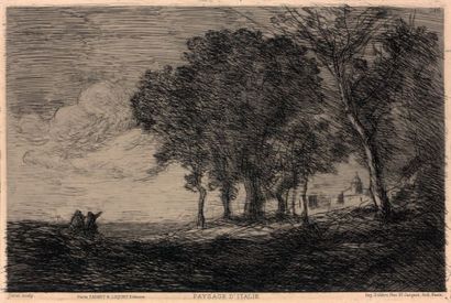 Camille COROT (1796-1875) Paysage d'Italie. 1865
Eau-forte.
Très belle épreuve sur...