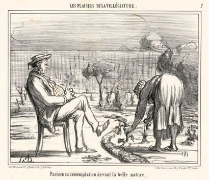 Honoré DAUMIER (1808-1879) Les Plaisirs de la villégiature.
Série de huit pièces...