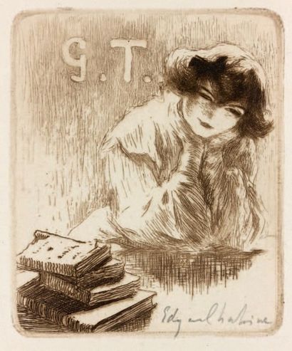 Edgar CHAHINE (1874-1947) Ex-libris pour Georges Teyssier.
Très belle épreuve imprimée...
