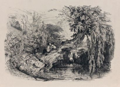 Paul HUET (1803-1869) Les Deux Chaumières, 1833
Eau-forte originale.
Très belle épreuve...