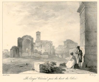 Eugène ISABEY (1803-1886) Vues de Rome. 1822.
2 lithographies originales.
Vue de...