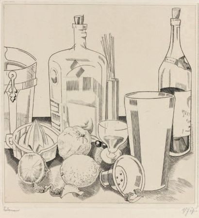 Jean-Emile LABOUREUR (1877-1943) Cocktails, 1931. Burin.
Rare épreuve du 2e état...