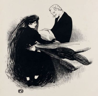 Félix VALLOTTON (1865-1925) Dernière Nouveauté pour Deuil. 1893.
Lithographie originale.
Très...