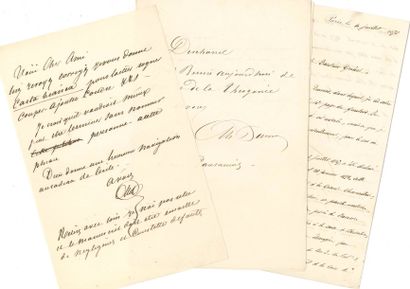 Alexandre DUMAS père 4 L.A.S., [Bruxelles 1852 et s.d.], à Émile DESCHANEL; sur 4...