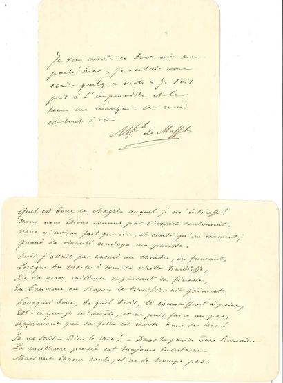Alfred de musset (1810-1857) L.A.S. et POÈME autographe, [À M. Régnier, de la Comédie-Française,...