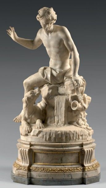 Attribué à Jean-Baptiste II LEMOYNE (1704-1778) 
Un chasseur qui représente Narcisse...