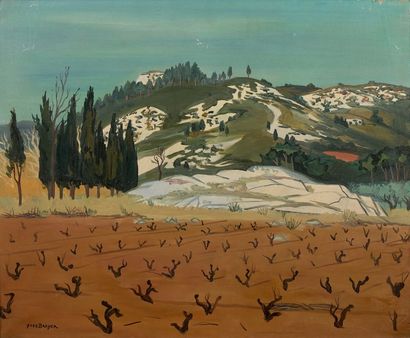 Yves BRAYER (1907-1990) 
Paysage de Provence, la vigne en hiver
Huile sur toile signée...