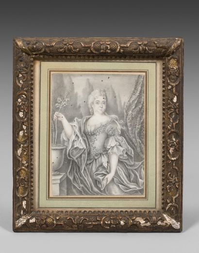 Ecole française vers 1700
Portrait de femme
Crayon.
Haut....