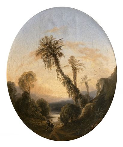 LEBAS *Hippolyte LEBAS (1782-1867)
Paysage orientaliste
Peinture sur toile à vue...