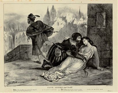 null Hamlet contemplant le crâne d'Yorick - Jane Shore, 1828 (L.D., 75 et 76). Lithographies,...