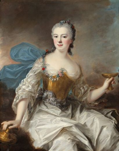 Marianne LOIR (active à Paris au XVIIIe siècle) Portrait de femme en Hébée Toile....