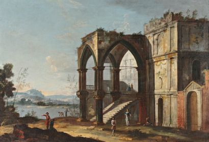 École vénitienne du XVIIIe siècle, suiveur de Michele MARIESCHI Ruines animées au...