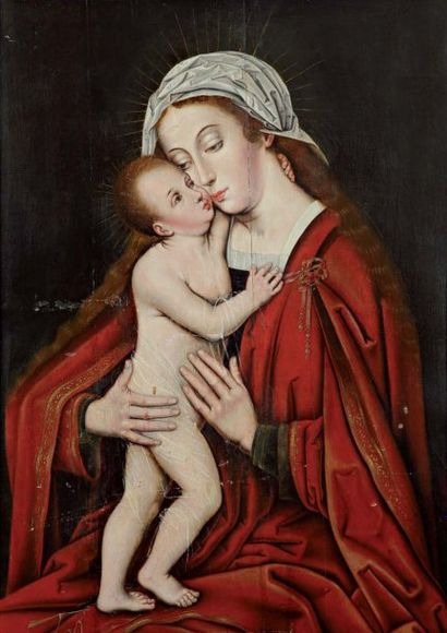 École flamande vers 1600, suiveur de Rogier van der WEYDEN Vierge à l'Enfant. Panneau...