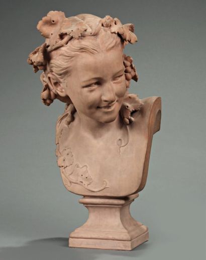 Jean-Baptiste CARPEAUX (1827-1875) «L'Espiègle», buste d'Anna Foucart Buste en terre...