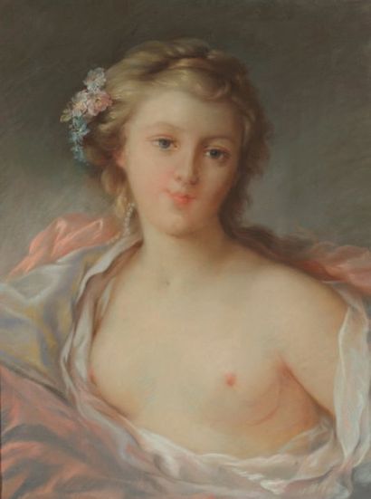 École française du XIXe siècle, dans le goût d'Isabella CARRIERA Portrait de jeune...