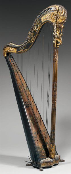 null Harpe de H. Naderman à Paris, XVIIIe siècle. Une étiquette est collée sur la...
