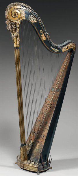 null Harpe de Fredrich Wagner à Paris, XVIIIe siècle. La console est ornée de scènes...