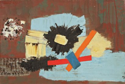 Michel CADORET (1912-1985) Gestalt (composition polychrome). Huile sur toile signée...