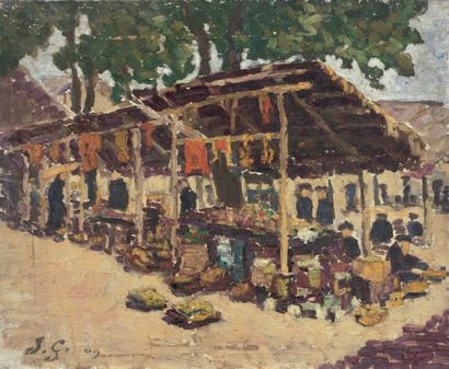 Jules GALAND (1869-1924) 
Paysages d'Indochine, vers 1909
Ensemble de deux huiles...