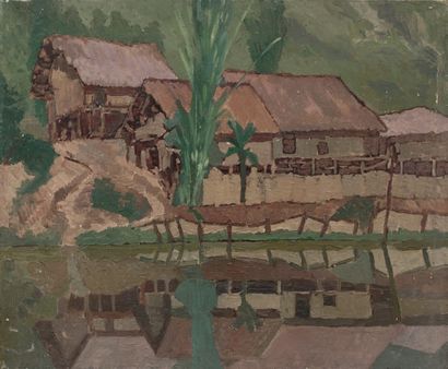 Jules GALAND (1869-1924) 
Paysages d'Indochine, vers 1909
Ensemble de deux huiles...