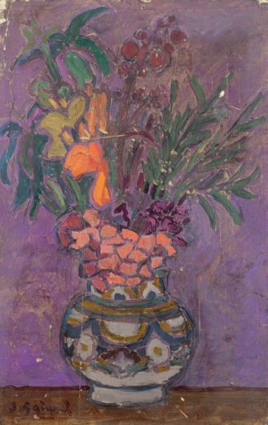 Jules GALAND (1869-1924) 
Bouquets de fleurs, vers 1906-1908.
Ensemble de 2 huiles...