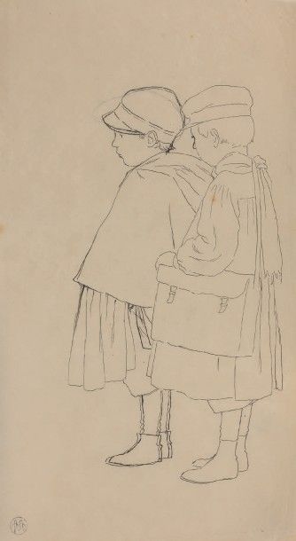 LOUIS-MAURICE BOUTET DE MONVEL (1850-1913) 
Projets d'illustrations avec des enfants.
Vingt-trois...