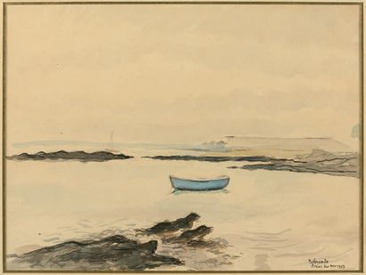 Paul BELMONDO (1898-1982) 
Barques à Piriac-sur-Mer
Aquarelle signée et située en...