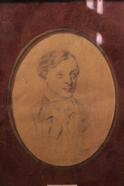 Henry MONNIER (1805-1877) 
Portrait de Charles LEBAIGUE (1820-1893)
Dessin ovale...