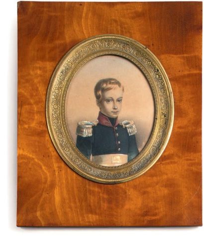 null HENRI, duc de Bordeaux
Portrait miniature de forme ovale représentant le jeune...