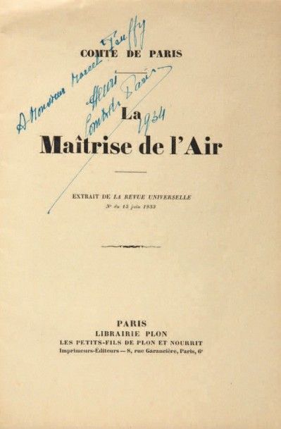 HENRI, comte de Paris, La maîtrise de l'air,...